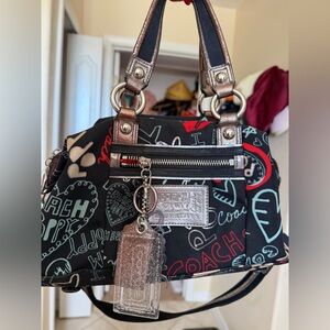 Coach Poppy Graffiti Glam Satchel Shoulder Crossbody Bag Y2K Authentic RARE HTF